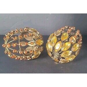 Pier 1 Imports 5" Gold Orange Handcrafted Jeweled Acorn Ornaments Set 2